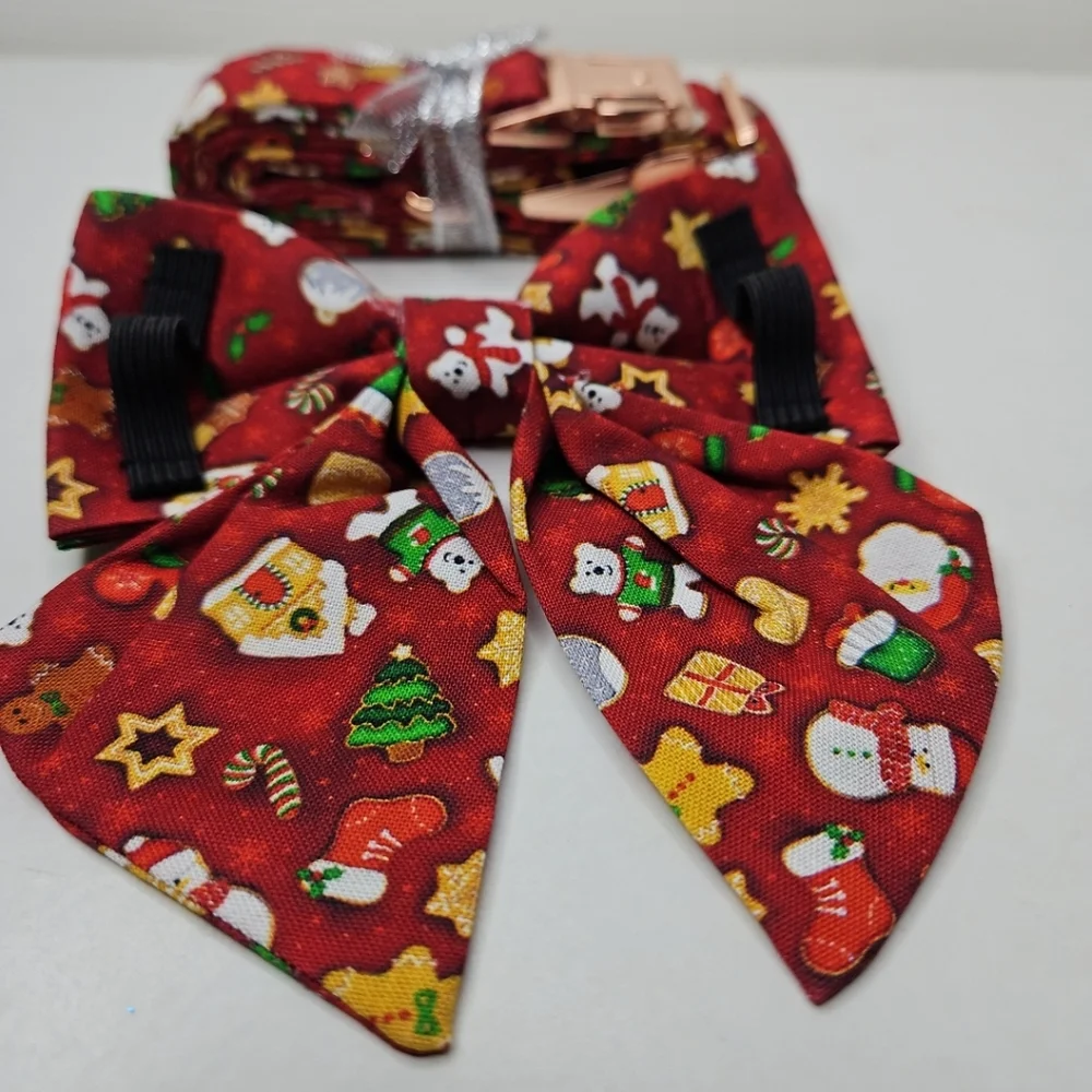 Aring Pet Dog Christmas Theme Cute Collar Collar With Bow Chic Petcore Size M